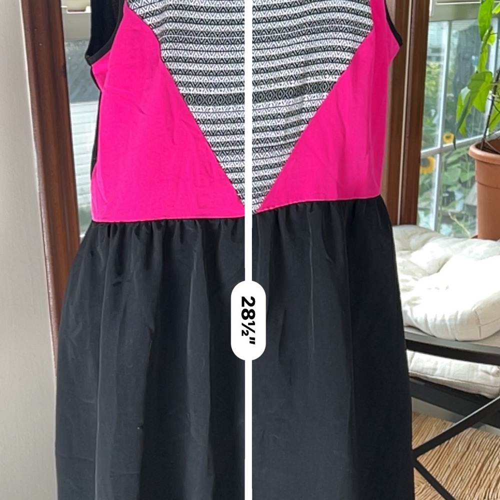 Attention Color Block Recycled Material Sleeveless Dress Black Pink Size 12 - Picture 4 of 5